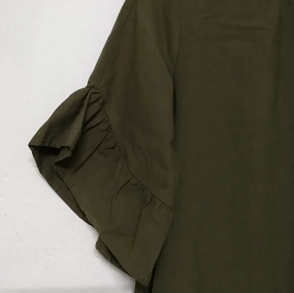 Zara Olive Green Romper Ruffle Sleeve Dress M - Picture 8 of 11